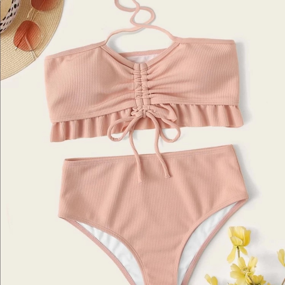 PLUS Drawstring Ruffle-Hem Bikini